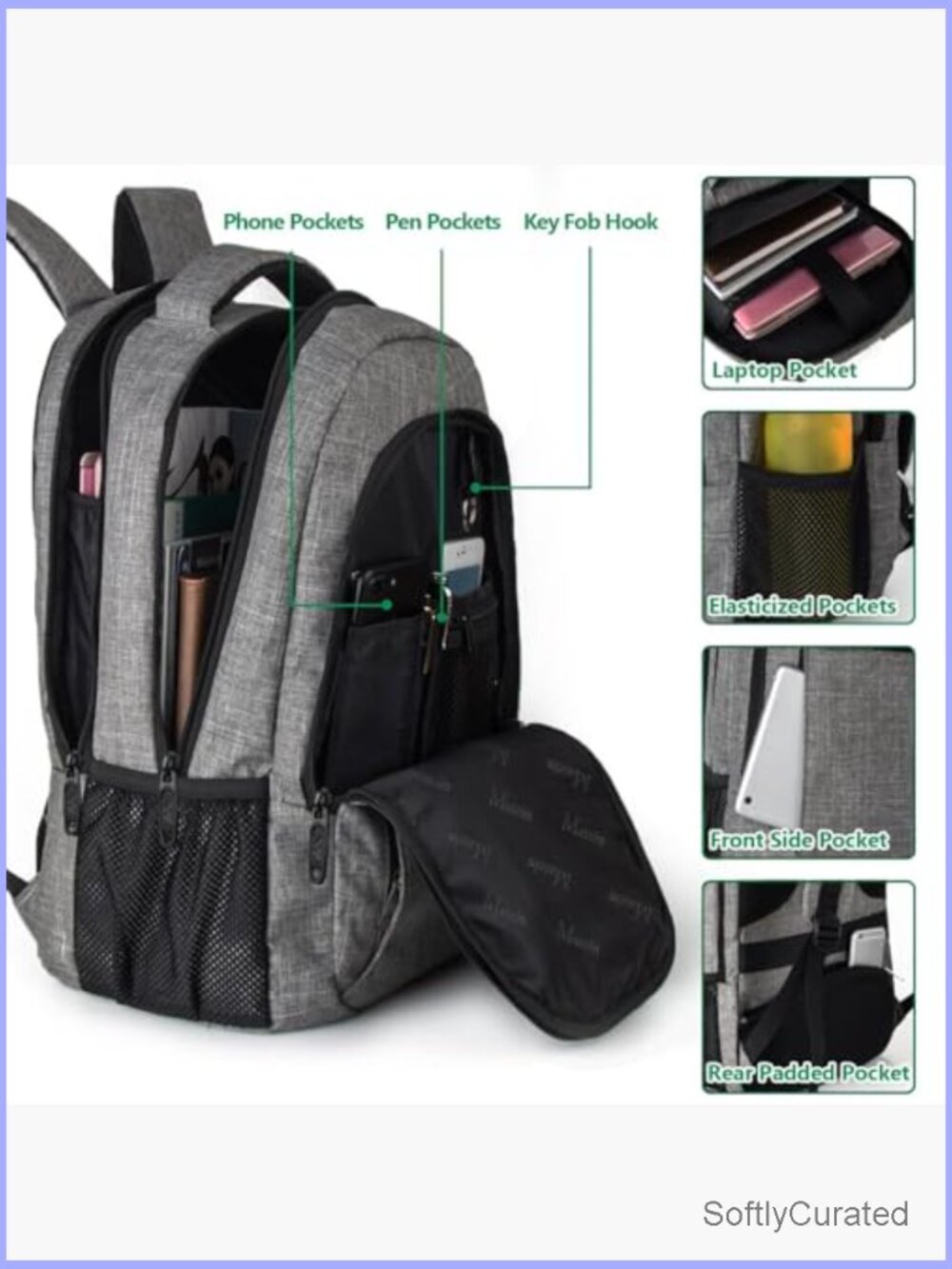Travel Laptop Backpack Anti Theft Water Resistant 15.6 Inch - Picture 5 of 6